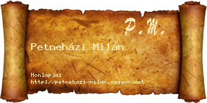 Petneházi Milán névjegykártya